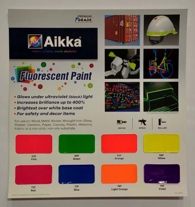 Aikka Fluorescent Paint Colour Card